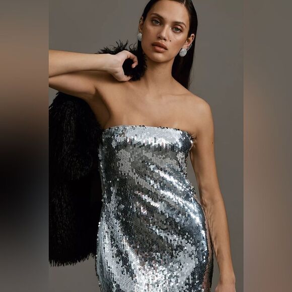 RHODE Lisa Sequin Midi Dress NWT - Picture 6 of 11